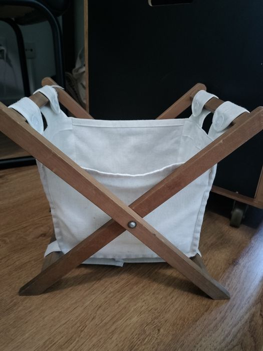 Porta objetos de pano e madeira