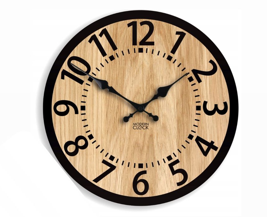 Zegar Ścienny Drewniany Duży Cichy 33 cm Berlin