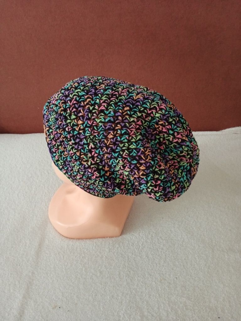 Nowa kolorowa czapka bawełniana na jesień zimę handmade smerfetka