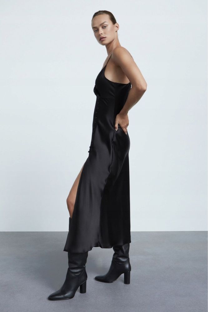 Zara czarna Elegancka sylwestrowo studniowkowa sukienka rozmiar XL