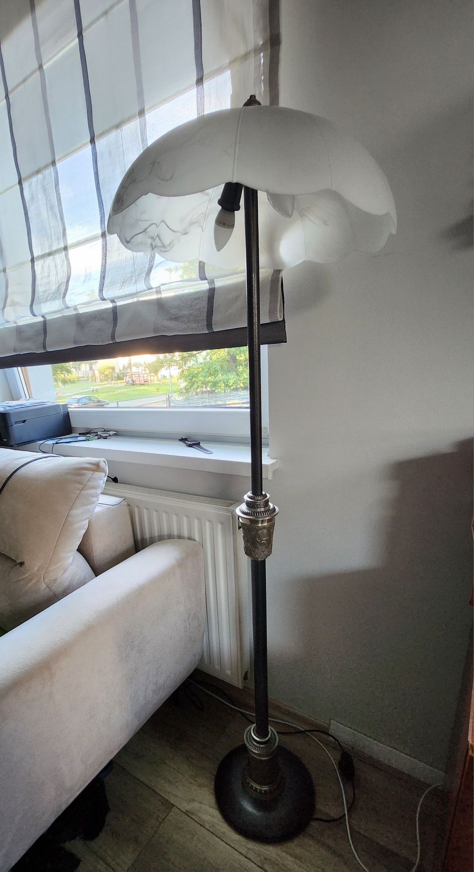 Komplet przepięknych lamp - wisząca, stojąca, 2 kinkiety