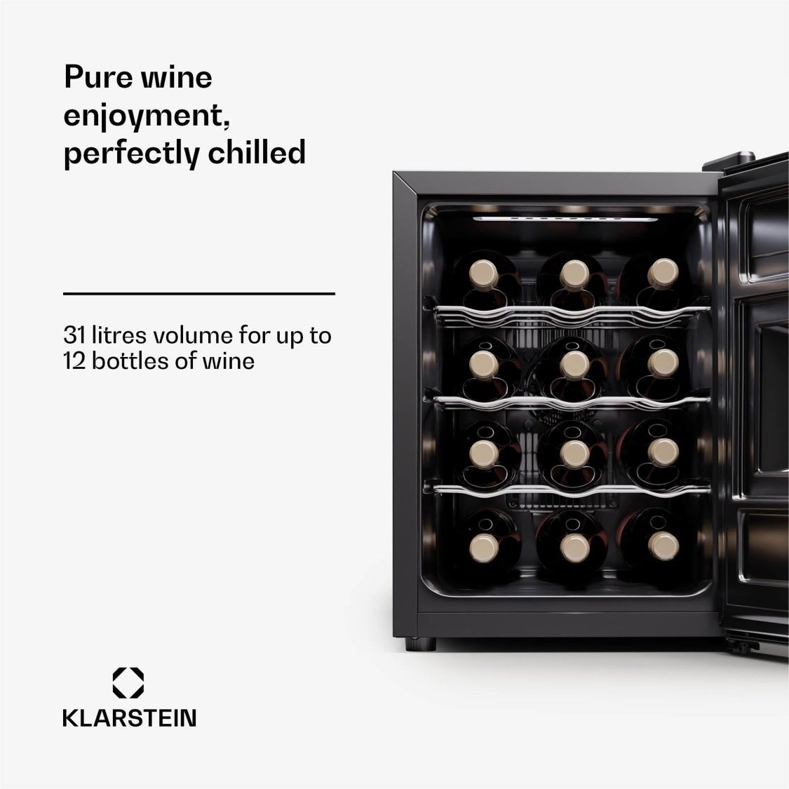 Winiarka Chłodziarka Lodówka na Wino Klarstein Silent Vino 12 but.