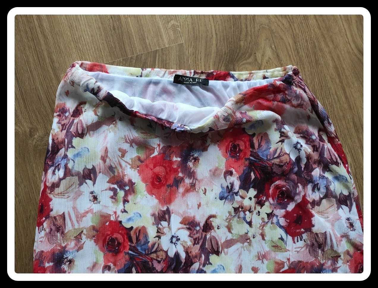Anna Re - kolorowa spódnica na gumce z podszewką 38 M