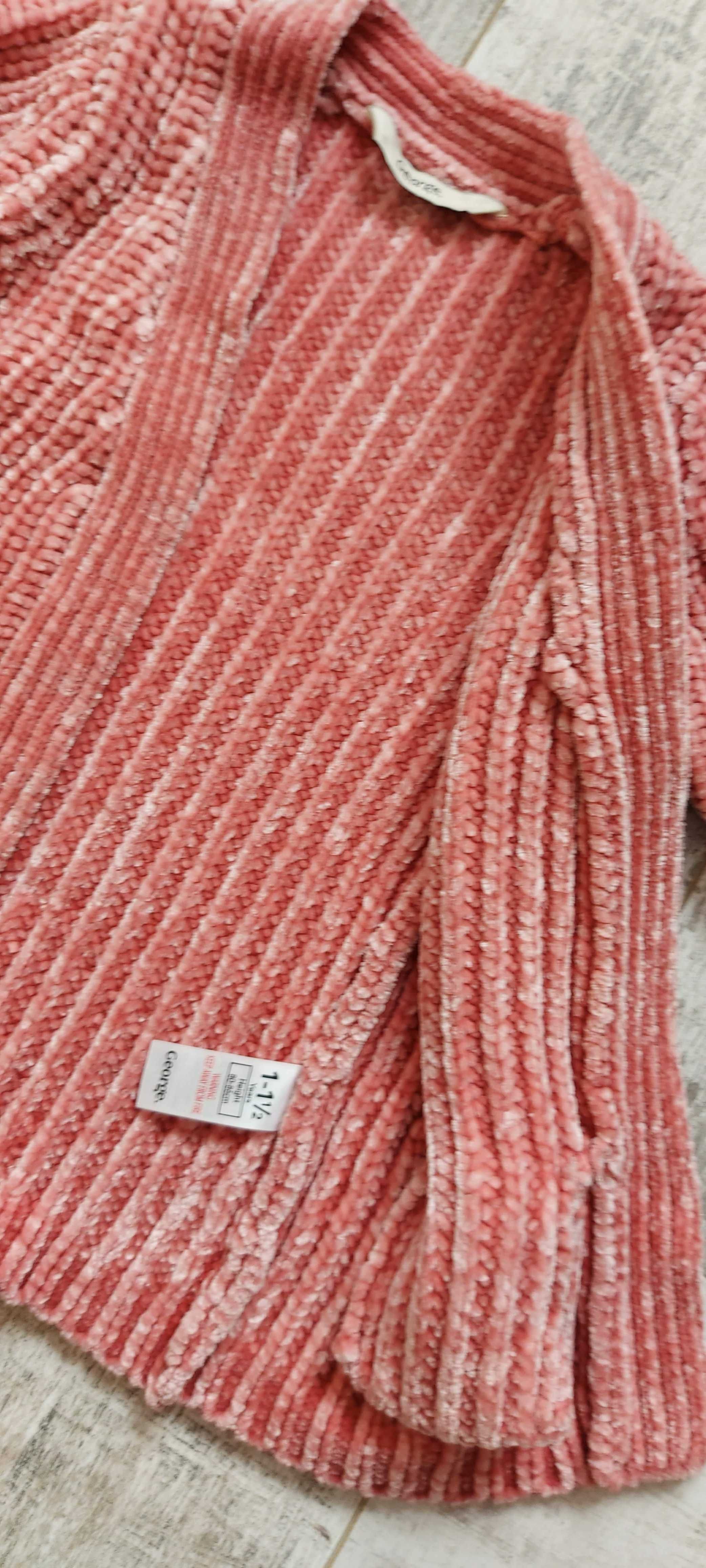 Mięciutki ciepły różowy sweter 80-86cm 12-18m-cy George