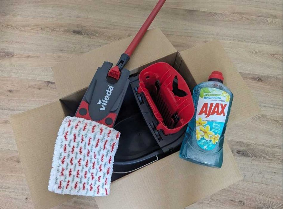 Mop Płaski Wiadro Zestaw Vileda Nowy Nieużywany 13l