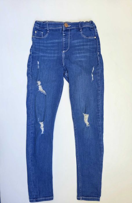 Крутые синие джинсы river island девочке с потертостями рваные