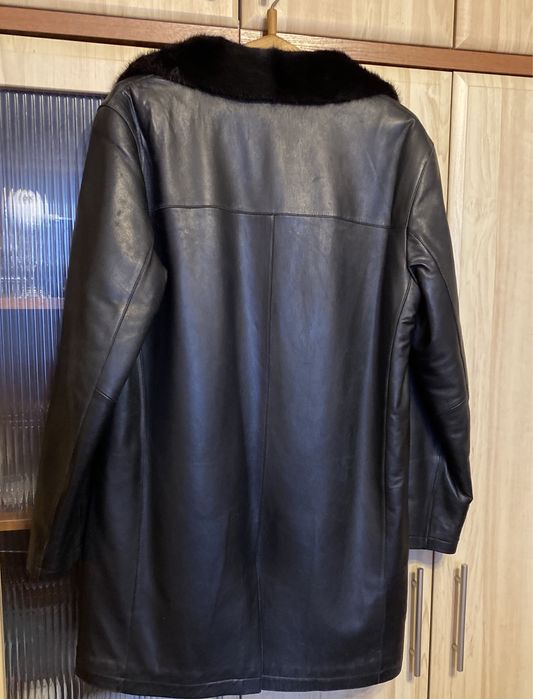 Шкіряне пальто, шкіряна чоловіча зимова куртка, дубленка