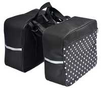 Sakwa na bagażnik, torba rowerowa 2x10L - czarna w białe groszki