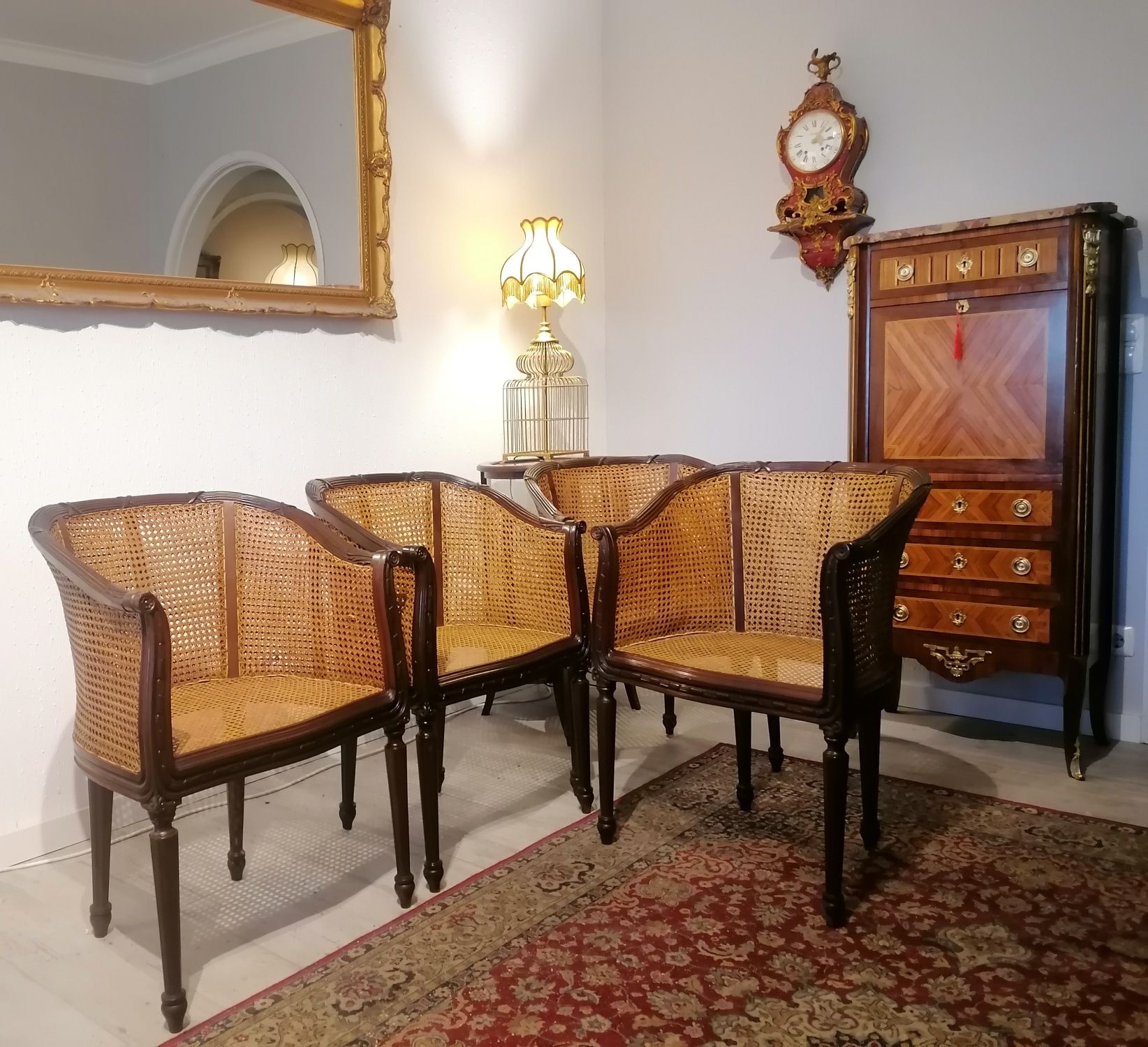 4 quatro Cadeirões (ou Bergeres Poltronas Cadeiras) Luís XVI. Palhinha
