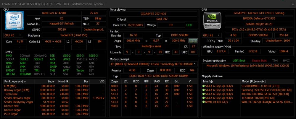 Komputer - i7 4790K, 16GB RAM, GTX 970