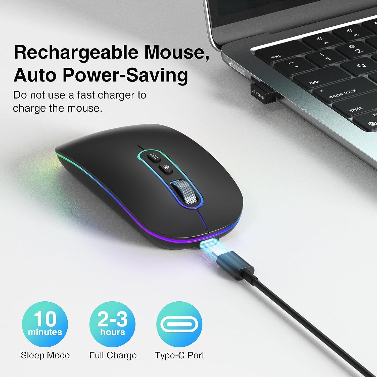 CimeTech Bluetooth Mouse Wireless (Bluetooth 5.1 + USB 2,4 GHz)