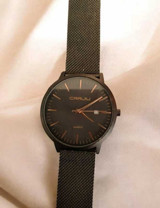 Stylowy zegarek męski Crrju Black Gold