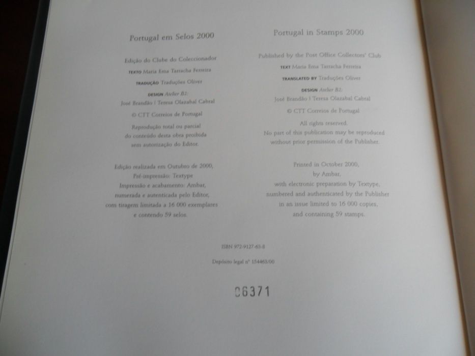 "2000 - Portugal em Selos" de Maria Ema Tarracha Ferreira -Edições CTT