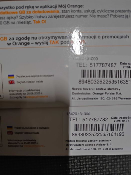 Złote numery na kartę