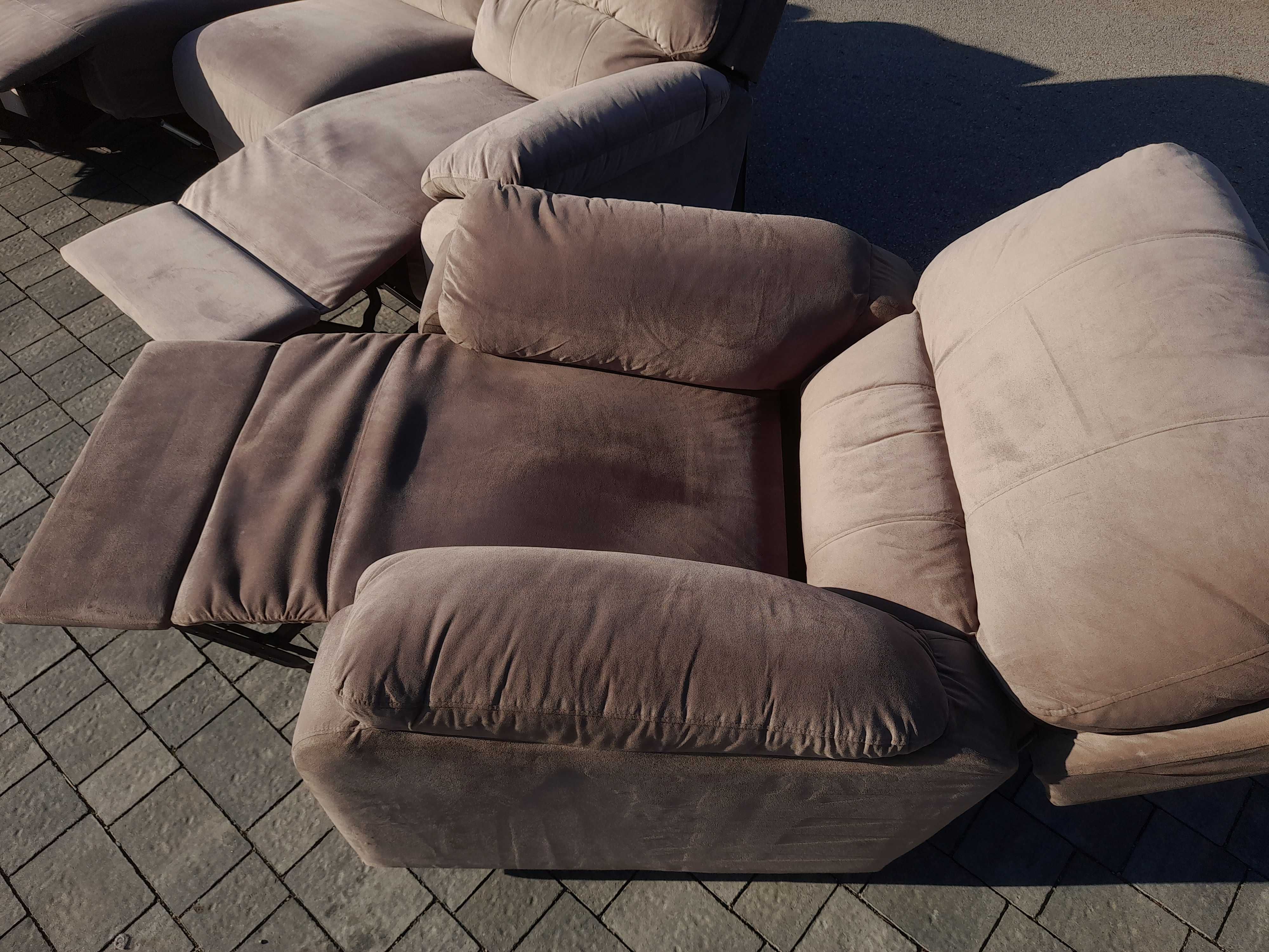 Fotele z funkcją relaks zestaw wypoczynkowy 3+1+1 sofa rozkładana