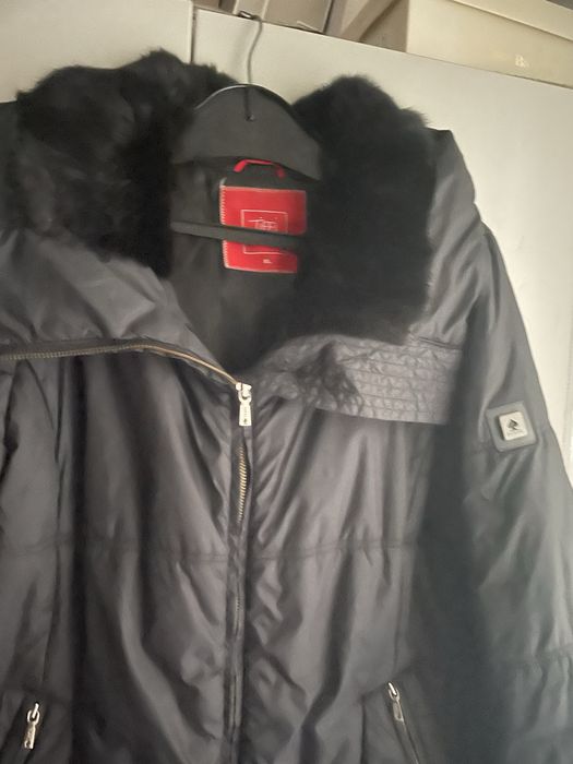 Kurtka tiffi roz XL jak 42 - 44 z futrem naturalnym