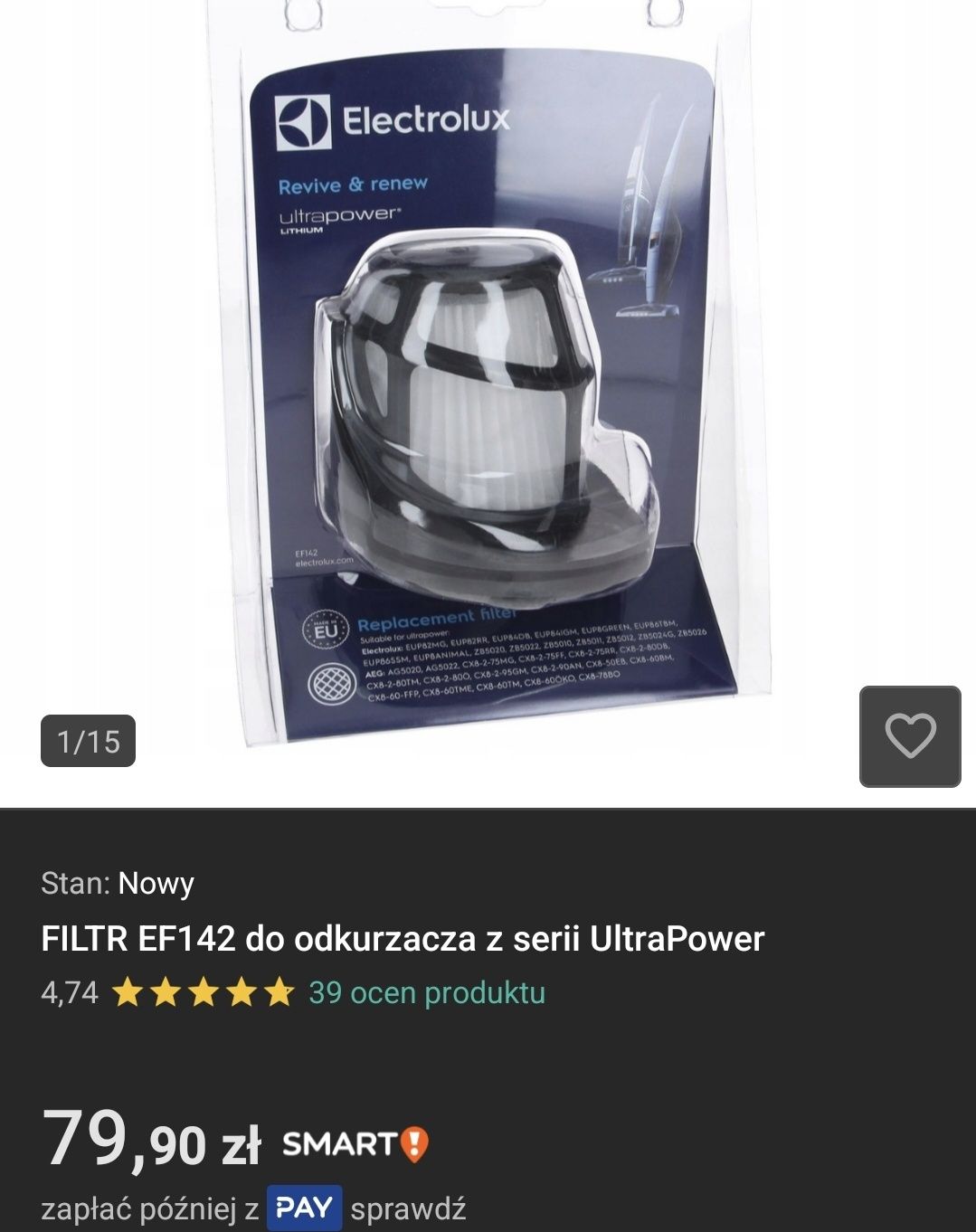 Filtr electrolux ef142