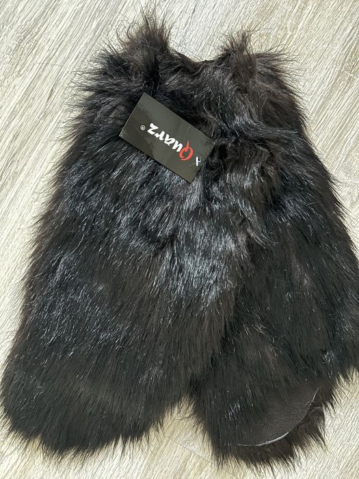 Brązowe brąz futrzane ocieplacze nakładki na nogi futro yeti getry