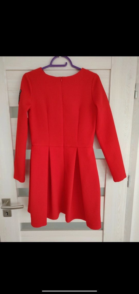 Czerwona sukienka długi rękaw Ingrosso, M/38