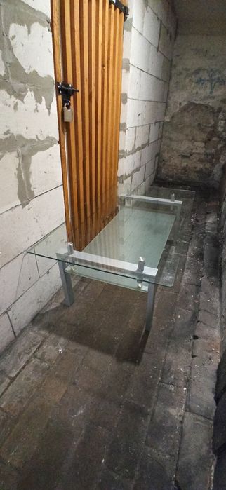 Ława szklany blat i półka