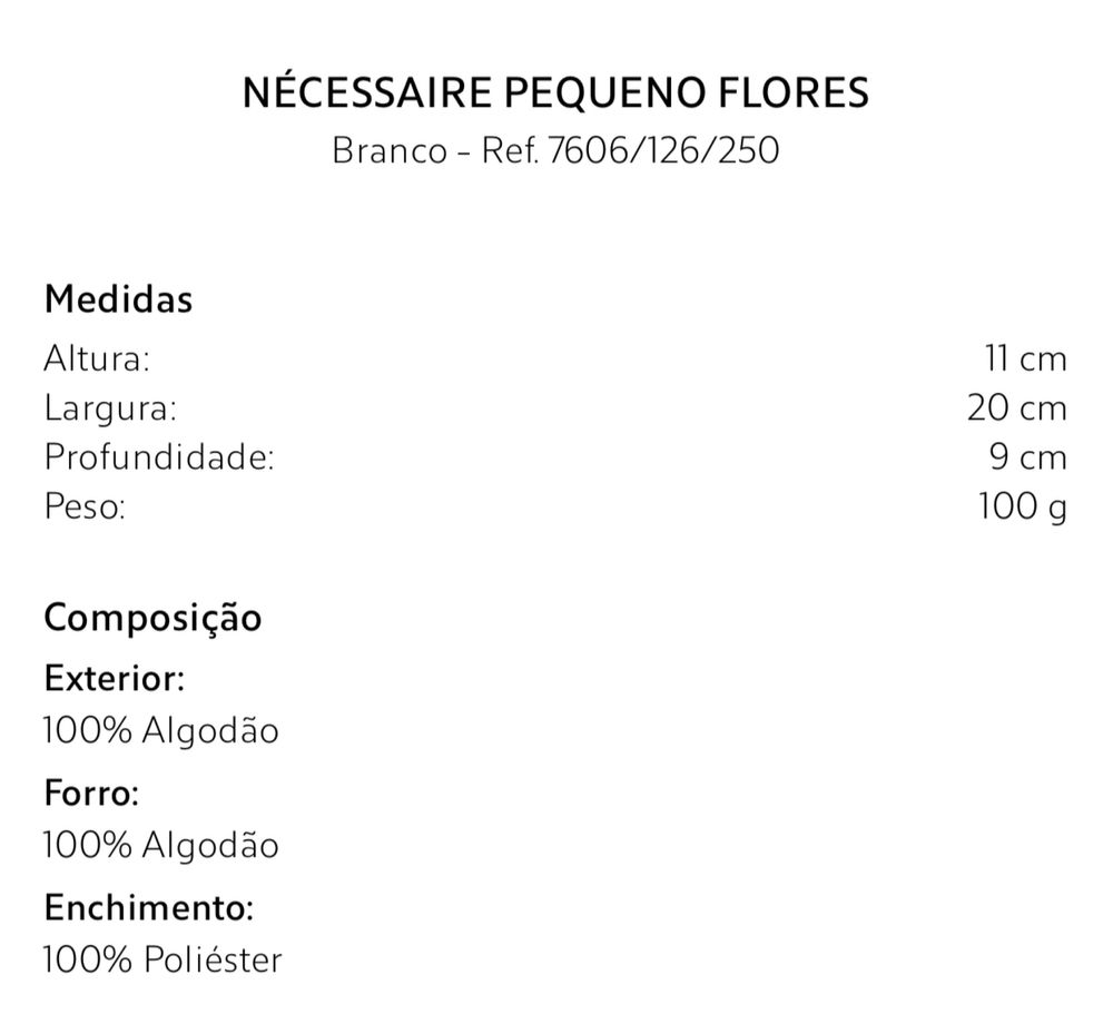 Nécessaire Pequeno Flores Zara Home NOVO