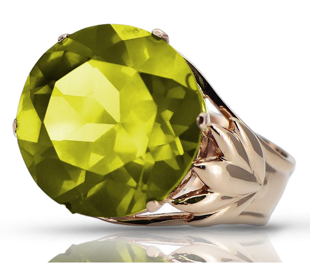 Pierścionek z różowego czerwonego złota 14k 585 z Peridotem vrc029 W