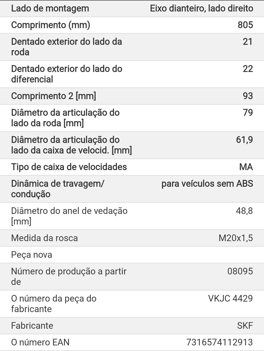 Veio de Transmissão Citroen Saxo/Peugeot 106