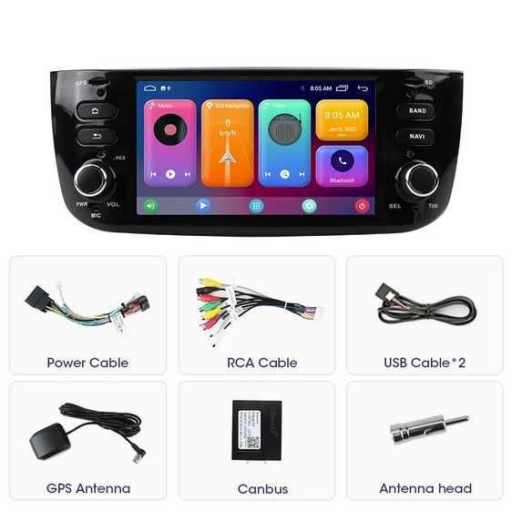 Radio Android Fiat Linea Grande Punto 12-15 wifi bluetooth