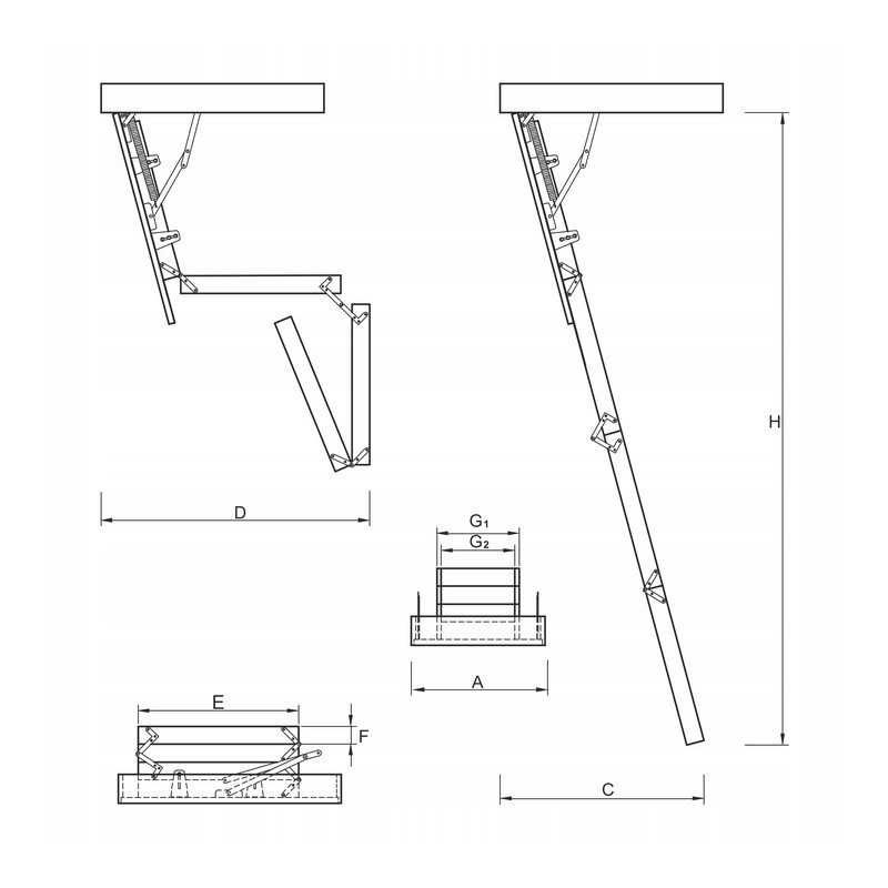 Drewniane schody strychowe GREENLINE 120x90 35mm