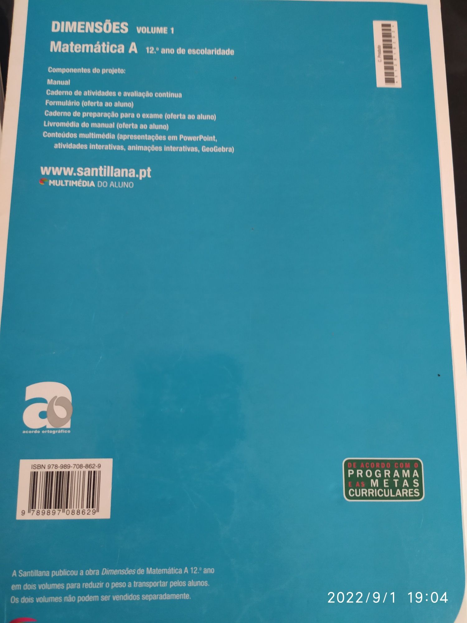 Matemática 12ano - manual volume 1 e 2 e caderno atividades