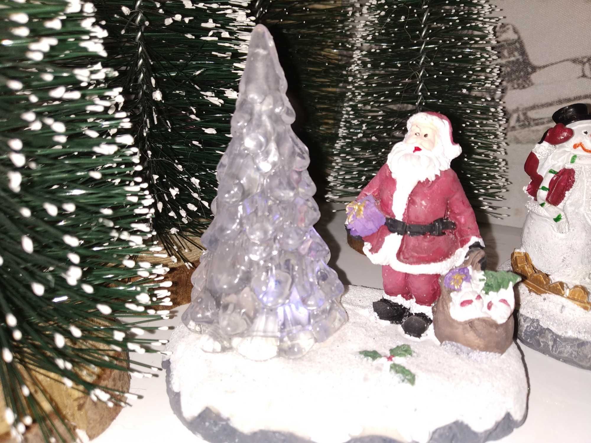 Санта подарками колокольчиком рождественский новогодний декор лед Елка