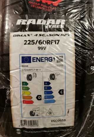 RUN FLAT 2024r 4sztNOWE Radar Dimax 225 60 R17 całoroczne zimowe