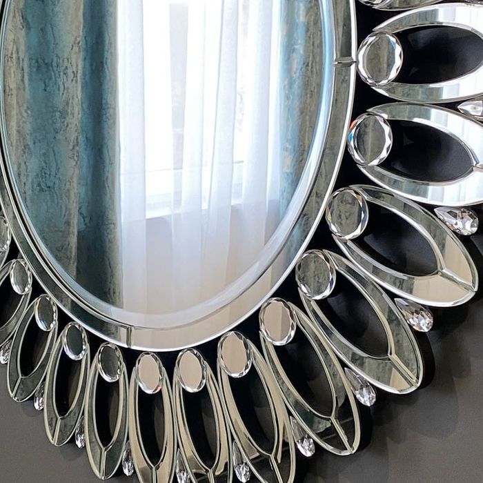 Srebrne lustro glamour okrągłe śr.90 0549