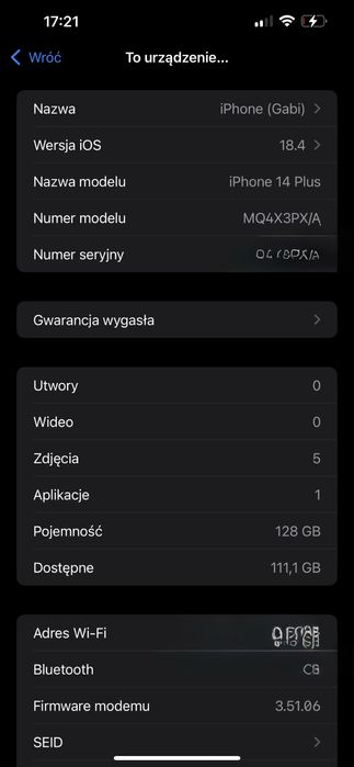 Telefon iPhone 14 Plus 128GB model A2886 u kobiety od nowosci 100% OK