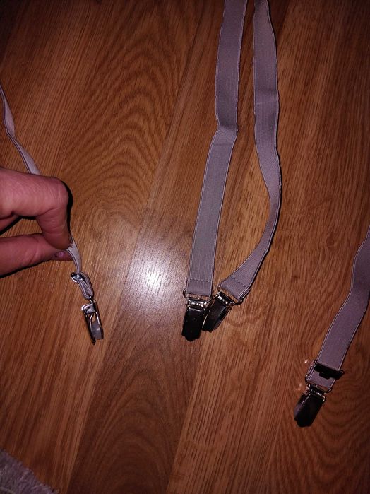 Подтяжки серые тонкие 125см