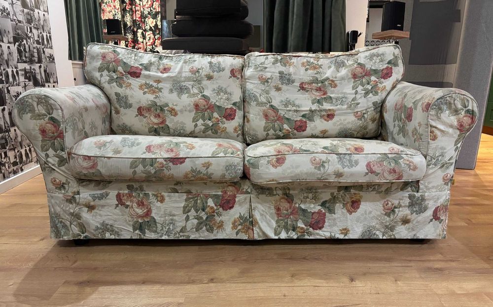 Sofa rozkładana styl IKEA EKTORP poduchy pierze materac nowy mechanizm