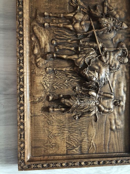 Картина , резьба по дереву 3 богатыря