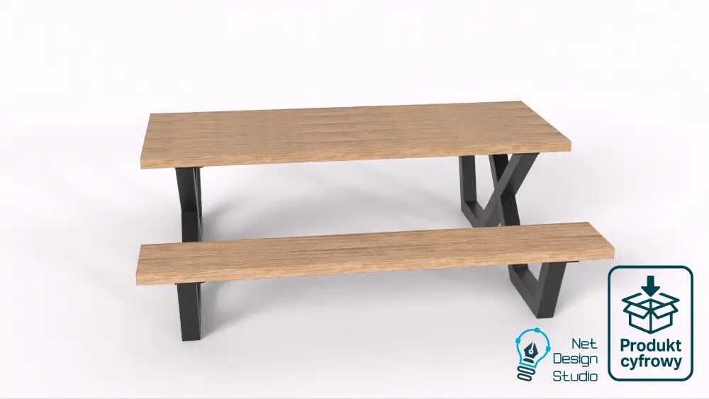 Nowoczesny stół ogrodowy w stylu LOFT,  Pliki DXF + PDF