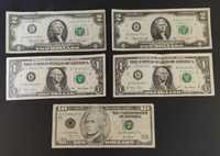 5 notas de dólares americanos