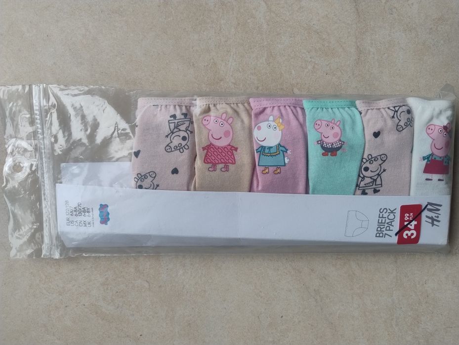 Zestaw 6 szt. Majteczki 122/128 cm H&m dziewczynka Świnka Peppa