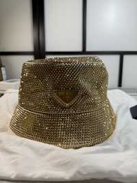 PRADA Crystal-embellished satin bucket hat