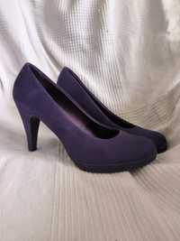 Graceland fioletowe zamszowe buty na obcasie 40