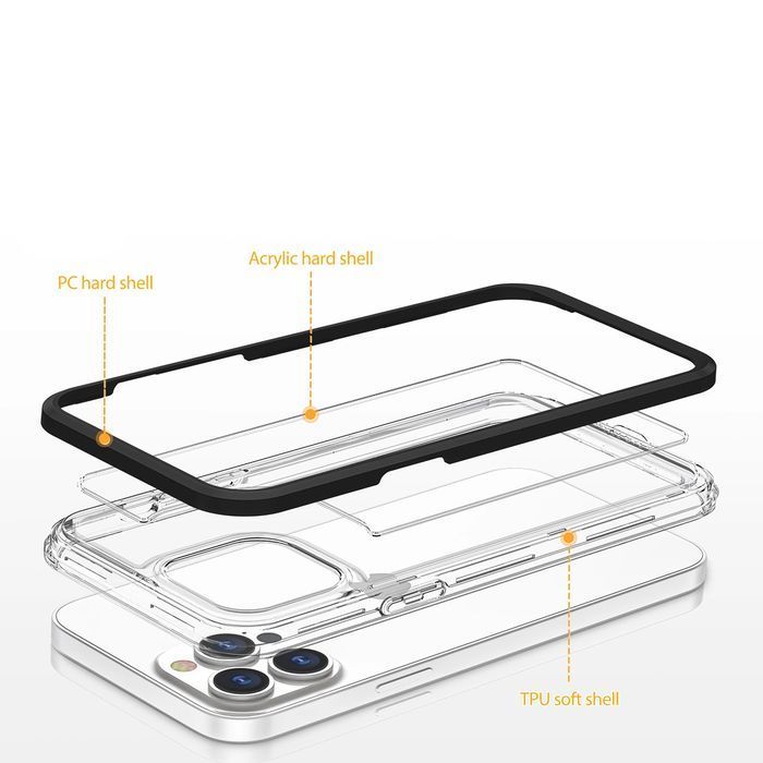 Clear 3in1 etui iPhone 14 Pro silikonowy pokrowiec z ramką czarne