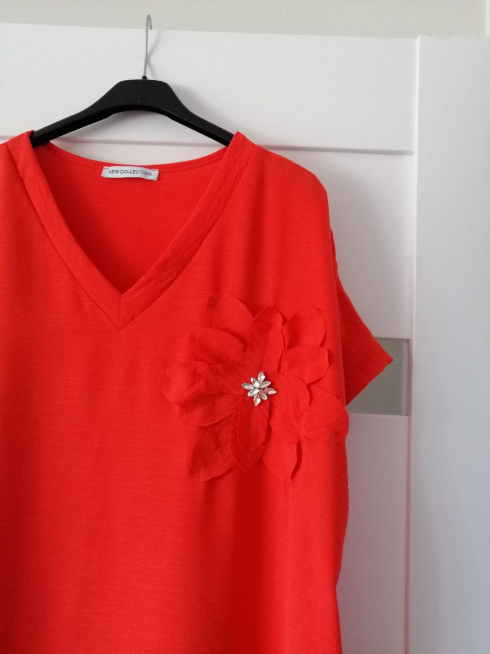 Sukienka pomarańczowa z kwiatem cyrkonia m L xl xxl