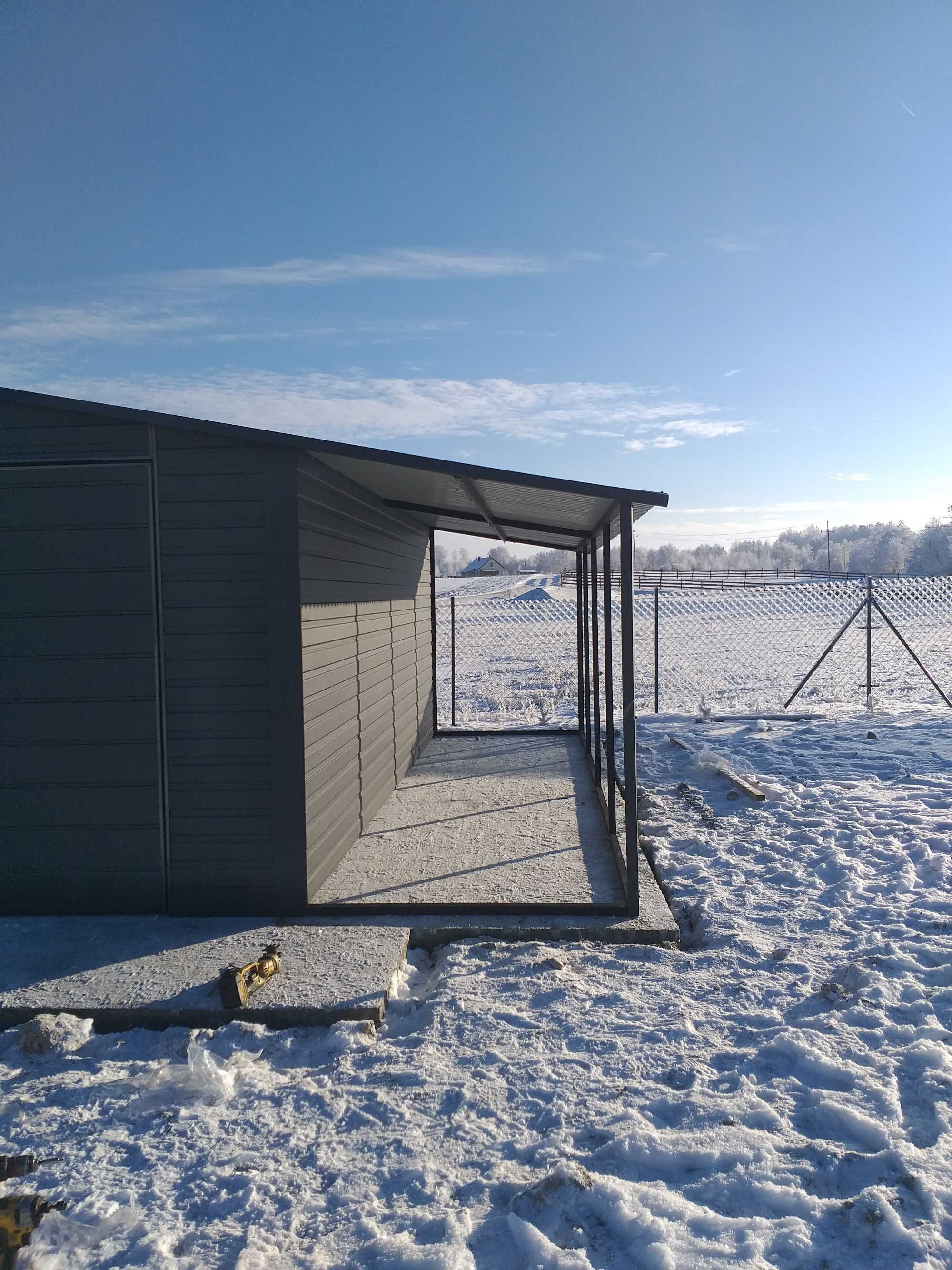 Garaż 4x5,5 plus 1,5m wiaty OKAZYJNA CENA, profil ocynk