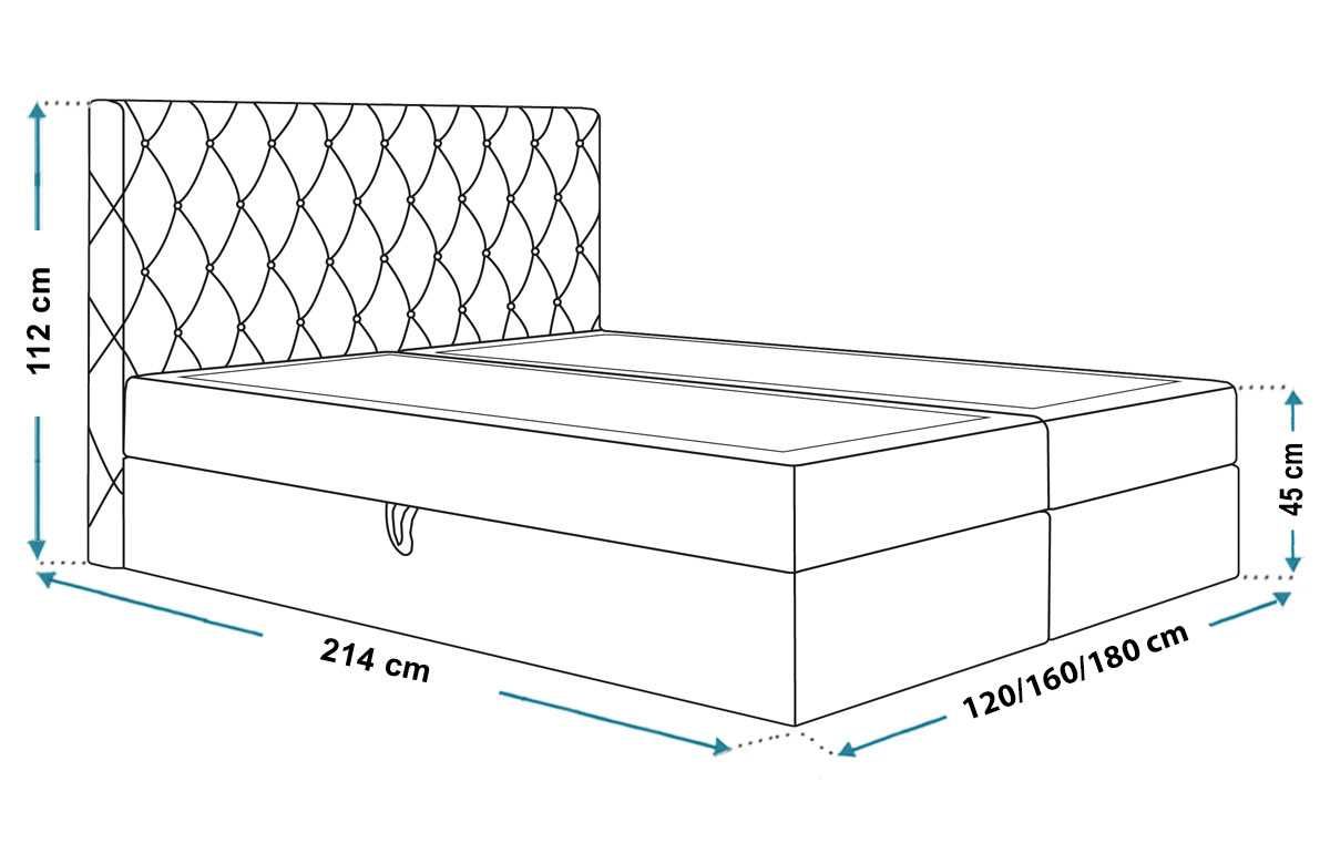 Łóżko kontynentalne BOX IV 180 × 200 pojemnik duży wybór kolorów