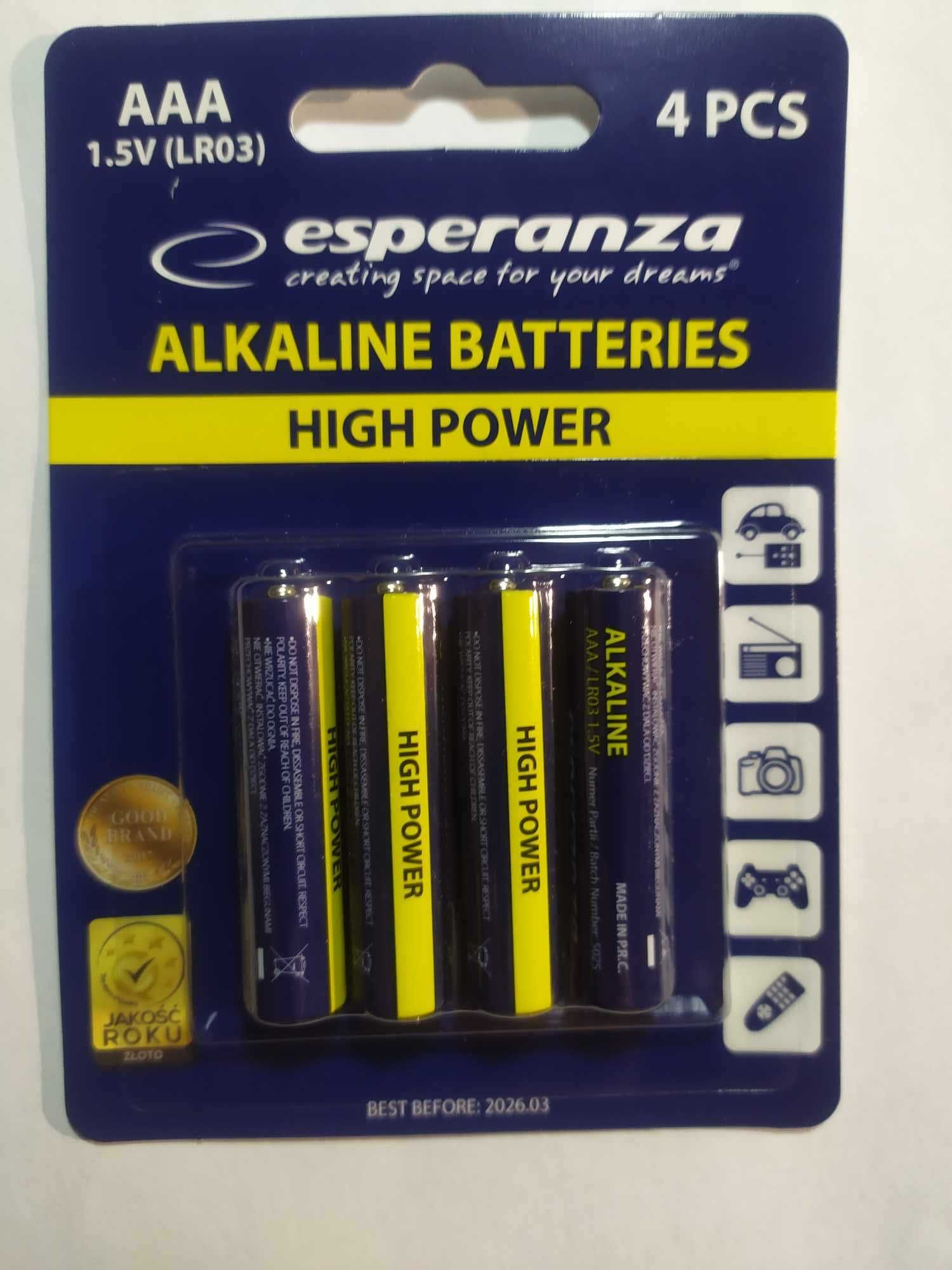 Baterie alkaliczne paluszki AAA 4 szt 1,5V ( LR03 )