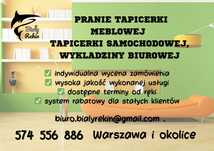Pranie tapicerki meblowej, tapicerki samochodowej, wykladziny biurowej