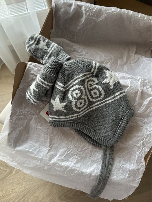 Нові дитячі теплі шапочки, рукавички 6-12м 46-49,50 см maximo, name it