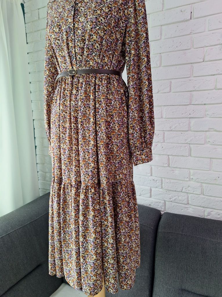 Pieces dluga kolorowa sukienka w kwiaty rozmiar 42 XL